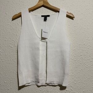 New Forever 21 Womens M Knit Chain sweater top cream fairy romantic boho whimsy